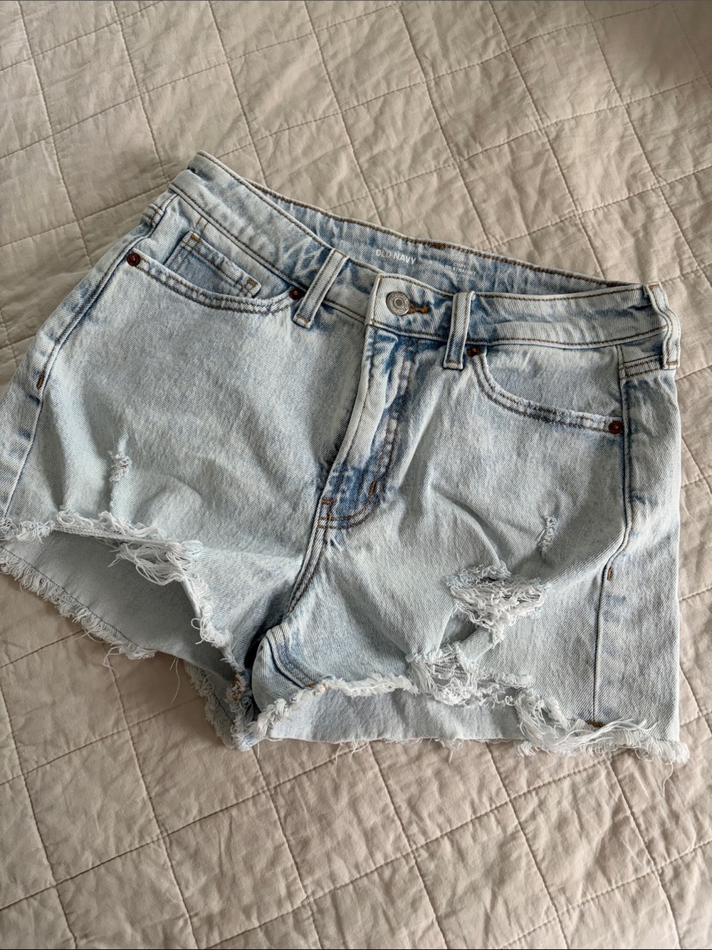 Old Navy Light Blue High Rise OG curvy Distressed Denim Shorts